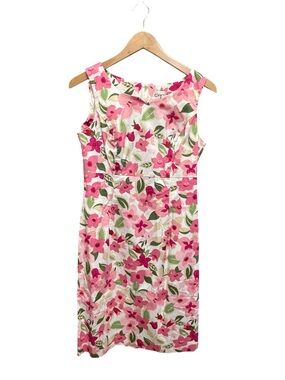 Cleo Sleeveless Pink Floral Print Cottagecore Shift Dress Size 6